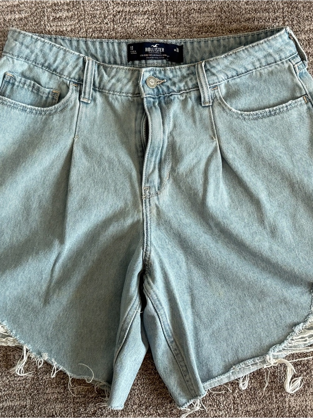Hollister Men's Pale Blue Denim Cutoff Shorts